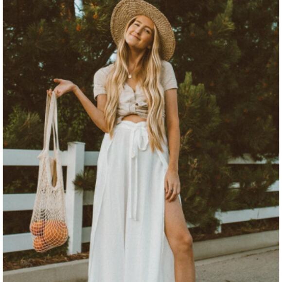 Natural 100% cotton handmade tan boho grocery bag - Picture 1 of 8